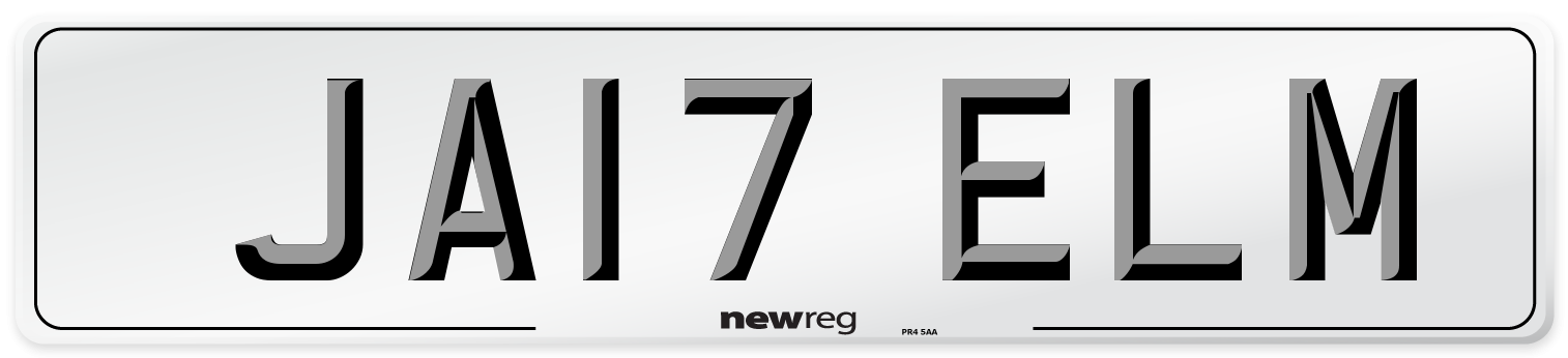 JA17 ELM Number Plate from New Reg